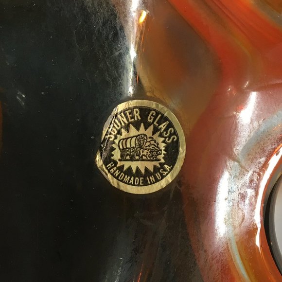 Vintage Sooner Orange Swirl Art Glass Candy Dish/Centerpiece/Decorative Bowl - Picture 10 of 16